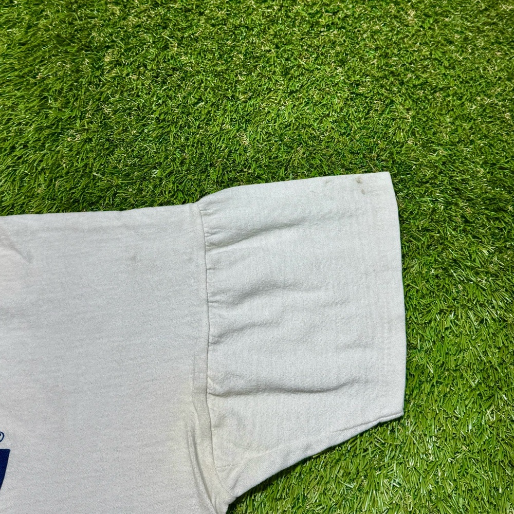 Vintage 80s Adidas Trefoil Logo Short Sleeve T-Shirt Men’s Size Large White Blue - Picture 4 of 7